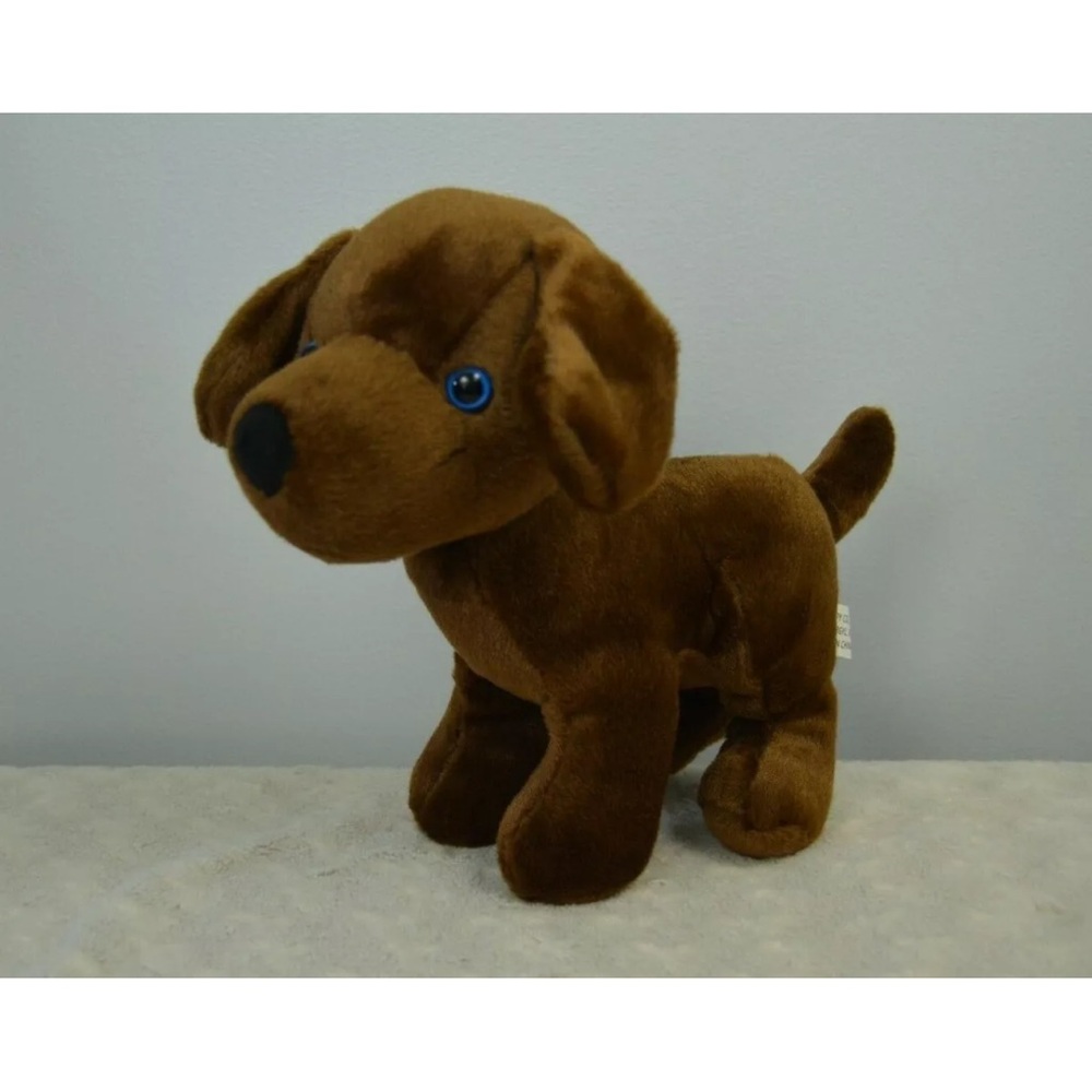 BJ Toy Co Brown Puppy Dog Plush Stuffed Animal Toy Blue Eyes B.J. Standing